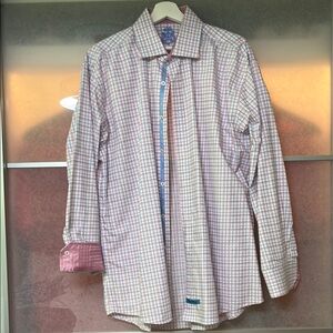 English Laundry Pink and Blue Plaid Casual Shirt